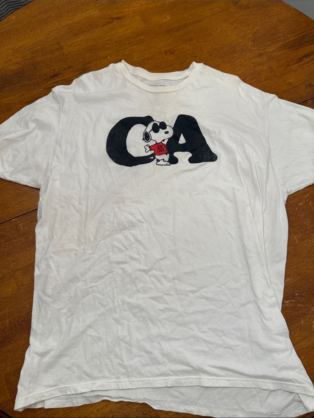 Peanuts White Snoopy 'CA' Logo Short Sleeve Tee xxl